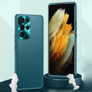 For Samsung Galaxy S22 Ultra 5G Plain Skin Leather Phone Case(Cyan)