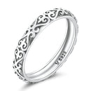 S925 Sterling Silver Retro Embossed Flower Texture Women Ring, Size:6