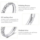 S925 Sterling Silver Retro Embossed Flower Texture Women Ring, Size:6