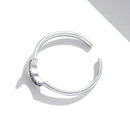 S925 Sterling Silver Shining Moon Women Open Ring
