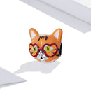 S925 Sterling Silver Sweetheart Big Orange Cat Beads DIY Bracelet Necklace Accessories