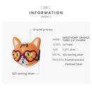 S925 Sterling Silver Sweetheart Big Orange Cat Beads DIY Bracelet Necklace Accessories