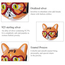 S925 Sterling Silver Sweetheart Big Orange Cat Beads DIY Bracelet Necklace Accessories