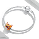 S925 Sterling Silver Sweetheart Big Orange Cat Beads DIY Bracelet Necklace Accessories