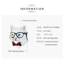 S925 Sterling Silver White Cat Beads DIY Bracelet Necklace Accessories