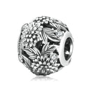 S925 Sterling Silver Embossed Flowers Beads DIY Bracelet Necklace Accessories