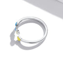 S925 Sterling Silver Heart-shaped Drop Oil Women Open Ring