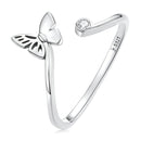 S925 Sterling Silver Butterfly Women Open Ring