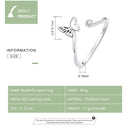 S925 Sterling Silver Butterfly Women Open Ring