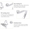 S925 Sterling Silver Butterfly Women Open Ring
