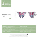 S925 Sterling Silver Retro Butterfly Ear Stud Women Earrings