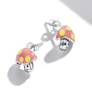 S925 Sterling Silver Cute Little Mushrooms Ear Stud Women Earrings