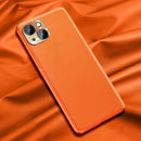 Plain Skin Leather Case For iPhone 13(Orange)