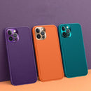 Plain Skin Leather Case For iPhone 13 Pro(Cyan)
