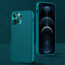 Plain Skin Leather Case For iPhone 13 Pro(Cyan)