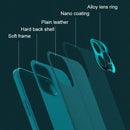 Plain Skin Leather Case For iPhone 13 Pro(Cyan)