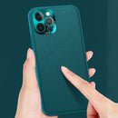Plain Skin Leather Case For iPhone 13 Pro(Cyan)