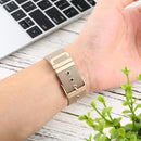 For Apple Watch Series 7 45mm / 6 & SE & 5 & 4 44mm / 3 & 2 & 1 42mm Milanese Stainless Steel Double Buckle Watch Band(Retro Gold)