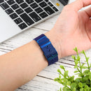 For Apple Watch Series 7 45mm / 6 & SE & 5 & 4 44mm / 3 & 2 & 1 42mm Milanese Stainless Steel Double Buckle Watch Band(Blue)