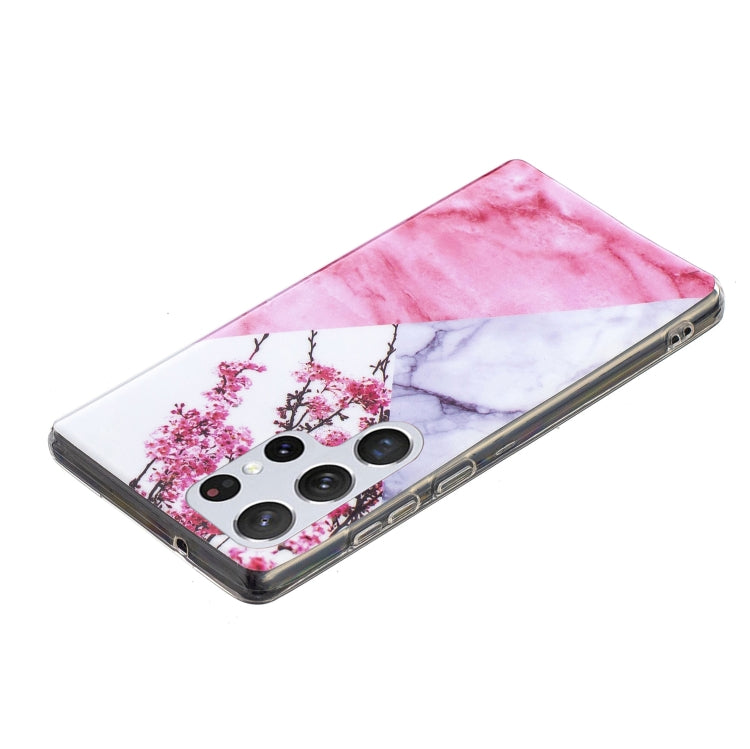 For Samsung Galaxy S22 Ultra 5G Marble Pattern Soft TPU Phone Case(Plum Blossom)