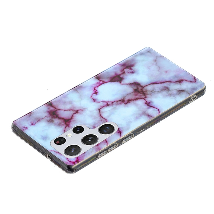 For Samsung Galaxy S22 Ultra 5G Marble Pattern Soft TPU Phone Case(Red)