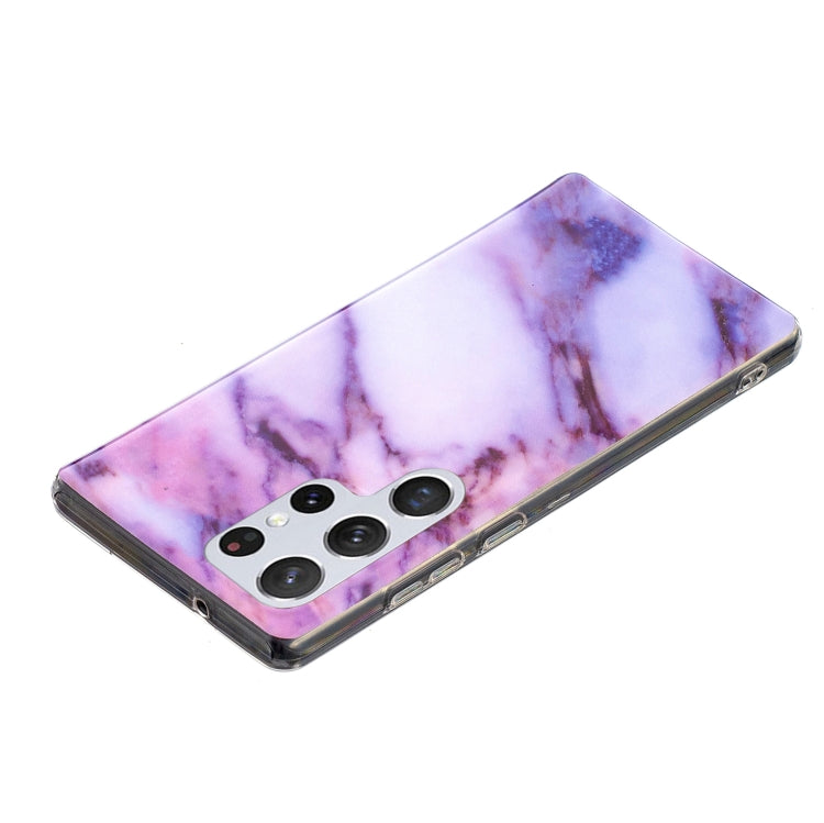 For Samsung Galaxy S22 Ultra 5G Marble Pattern Soft TPU Phone Case(Purple)