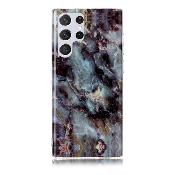 For Samsung Galaxy S22 Ultra 5G Marble Pattern Soft TPU Phone Case(Brown)