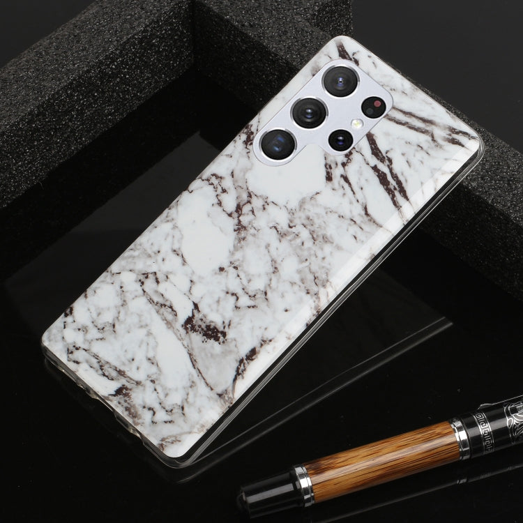 For Samsung Galaxy S22 Ultra 5G Marble Pattern Soft TPU Phone Case(White)