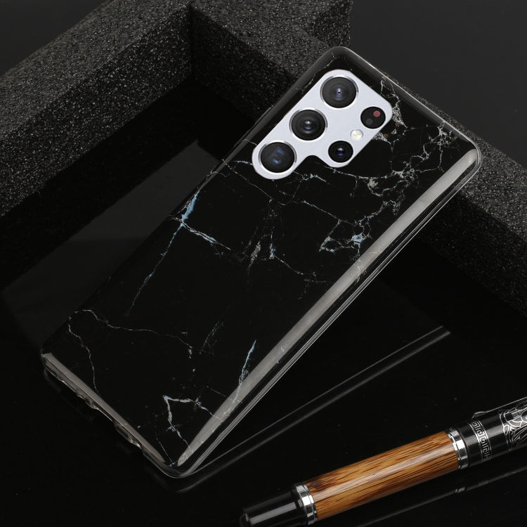 For Samsung Galaxy S22 Ultra 5G Marble Pattern Soft TPU Phone Case(Black)