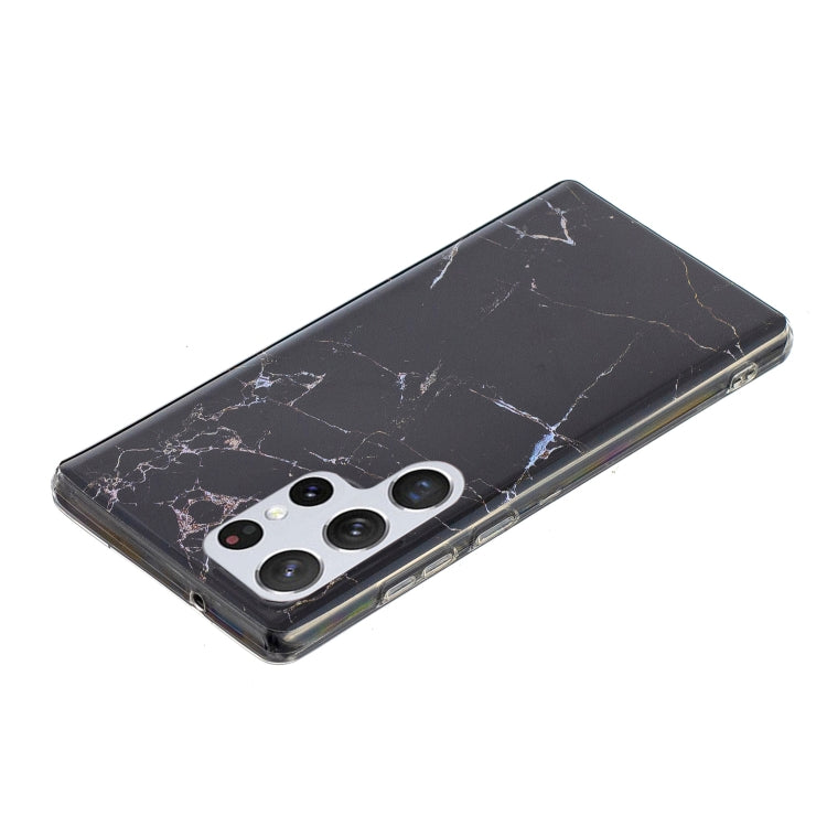 For Samsung Galaxy S22 Ultra 5G Marble Pattern Soft TPU Phone Case(Black)