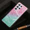 For Samsung Galaxy S22 Ultra 5G Marble Pattern Soft TPU Phone Case(Pink Green)
