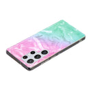 For Samsung Galaxy S22 Ultra 5G Marble Pattern Soft TPU Phone Case(Pink Green)