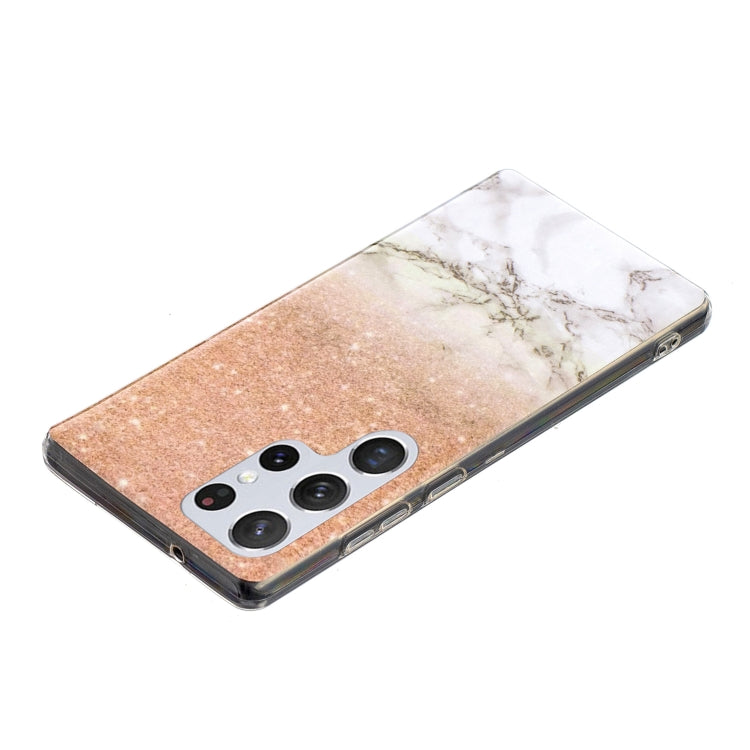 For Samsung Galaxy S22 Ultra 5G Marble Pattern Soft TPU Phone Case(White Gold)