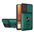 For Samsung Galaxy A33 5G Sliding Camshield Card Phone Case(Dark Green)