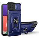 For Samsung Galaxy A22 5G Sliding Camshield Card Phone Case(Blue)