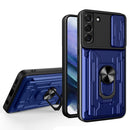 For Samsung Galaxy S22+ 5G Sliding Camshield Card Phone Case(Blue)