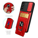 For Samsung Galaxy S22+ 5G Sliding Camshield Card Phone Case(Grey)