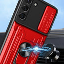 For Samsung Galaxy S22+ 5G Sliding Camshield Card Phone Case(White)