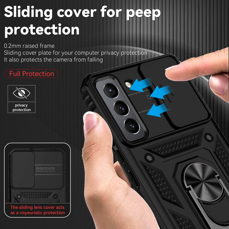 For Samsung Galaxy S22 5G Sliding Camshield Holder Phone Case(Black)