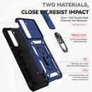 For Samsung Galaxy S22 5G Sliding Camshield Holder Phone Case(Blue)