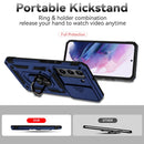 For Samsung Galaxy S22 5G Sliding Camshield Holder Phone Case(Blue)