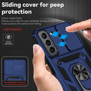For Samsung Galaxy S22 5G Sliding Camshield Holder Phone Case(Blue)