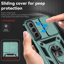 For Samsung Galaxy S22 5G Sliding Camshield Holder Phone Case(Dark Green)