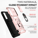 For Samsung Galaxy S22+ 5G Sliding Camshield Holder Phone Case(Rose Gold)