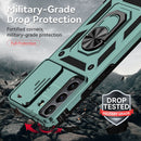 For Samsung Galaxy S22+ 5G Sliding Camshield Holder Phone Case(Dark Green)