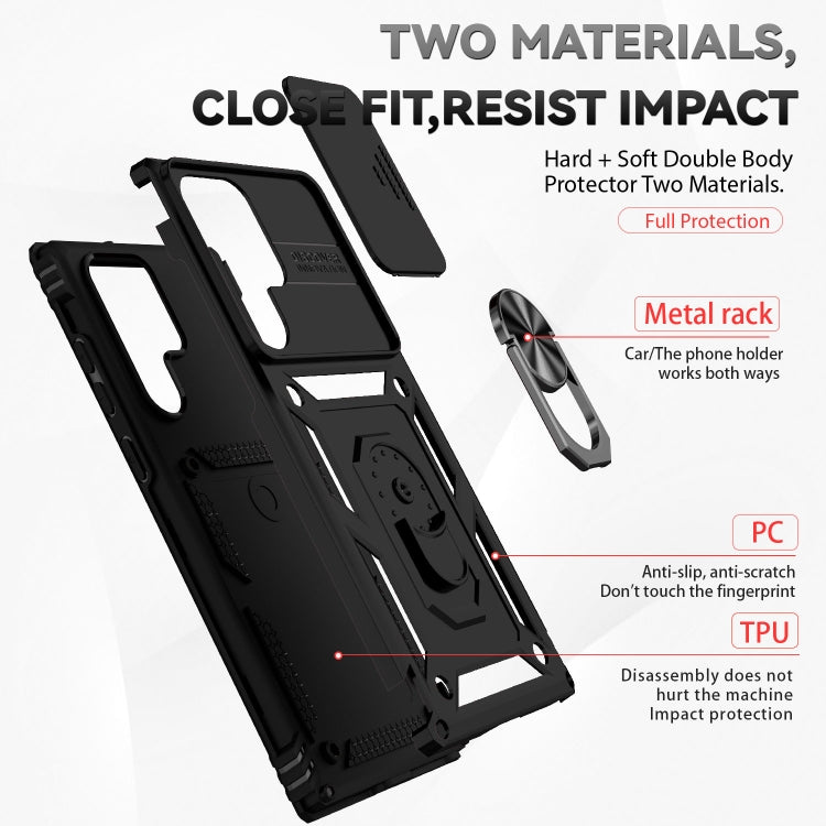For Samsung Galaxy S22 Ultra 5G Sliding Camshield Holder Phone Case(Black)