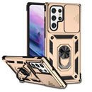 For Samsung Galaxy S22 Ultra 5G Sliding Camshield Holder Phone Case(Gold)