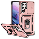For Samsung Galaxy S22 Ultra 5G Sliding Camshield Holder Phone Case(Rose Gold)