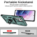 For Samsung Galaxy S22 Ultra 5G Sliding Camshield Holder Phone Case(Dark Green)