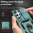 For Samsung Galaxy S22 Ultra 5G Sliding Camshield Holder Phone Case(Dark Green)